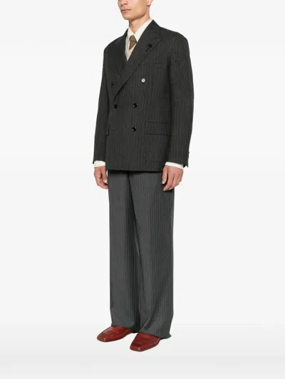 Lardini Pinstripe-pattern Double-breasted Blazer In Gray