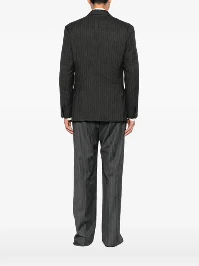 Lardini Pinstripe-pattern Double-breasted Blazer In Gray