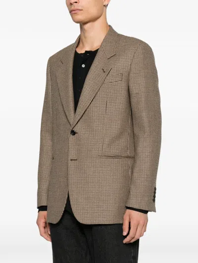 Reveres 1949 Houndstooth-pattern Blazer In Brown