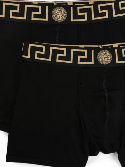 Versace Cotton Boxer Brief Two Pack In Black