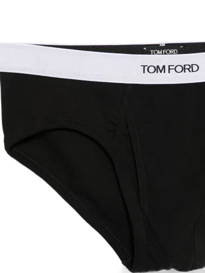 Tom Ford Logo-waistband Briefs In Black