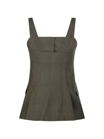 Max Mara Bacca Check-pattern Button-front Top In Green