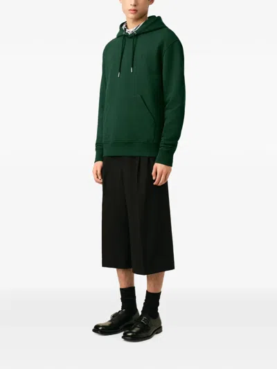 Ami Alexandre Mattiussi Deep Green Pullover Hoodie With Adjustable Drawstring In Green
