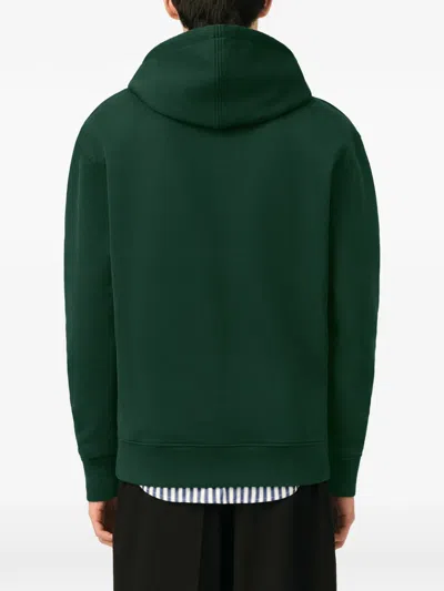 Ami Alexandre Mattiussi Deep Green Pullover Hoodie With Adjustable Drawstring In Green