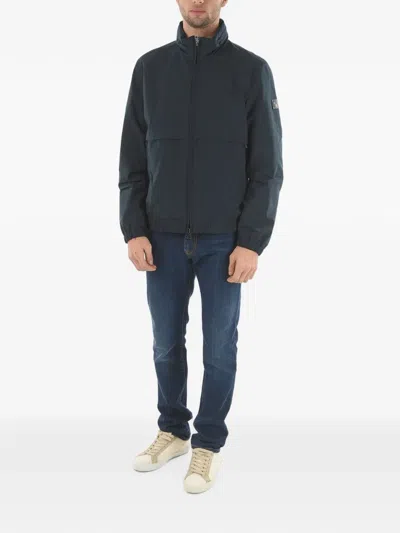 Woolrich Logo-patch Zip-up Jacket In 블루
