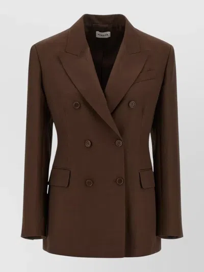 P.a.r.o.s.h Double Breasted Blazer Structured Shoulders In Brown