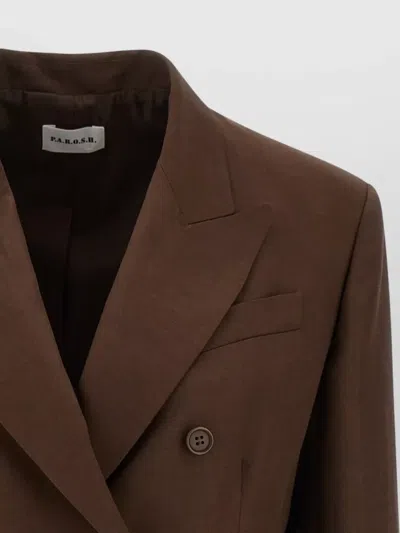 P.a.r.o.s.h Double Breasted Blazer Structured Shoulders In Brown