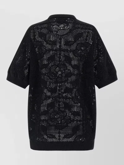 Nude Cotton Sweater Crew Neck Lace Pattern In Black