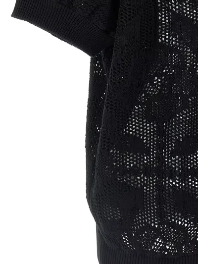 Nude Cotton Sweater Crew Neck Lace Pattern In Black