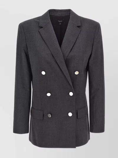 Theory Tailored Jacket With Button Detailing And Structured Shoulders In Gray