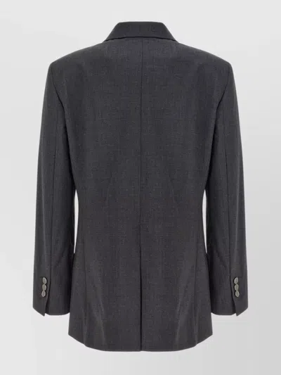 Theory Tailored Jacket With Button Detailing And Structured Shoulders In Gray