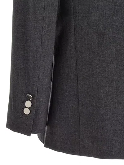 Theory Tailored Jacket With Button Detailing And Structured Shoulders In Gray