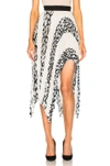 PROENZA SCHOULER PRINTED PLEATED CLOQUE ARCHED ASYMMETRIC SKIRT,R172524 BYPL19