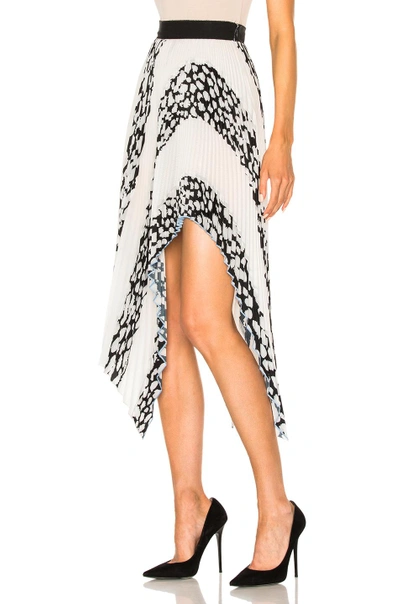 Shop Proenza Schouler Printed Pleated Cloque Arched Asymmetric Skirt In White Leopard Print