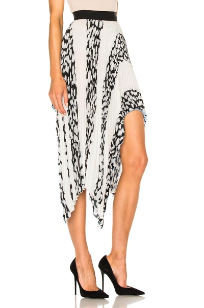 Shop Proenza Schouler Printed Pleated Cloque Arched Asymmetric Skirt In White Leopard Print