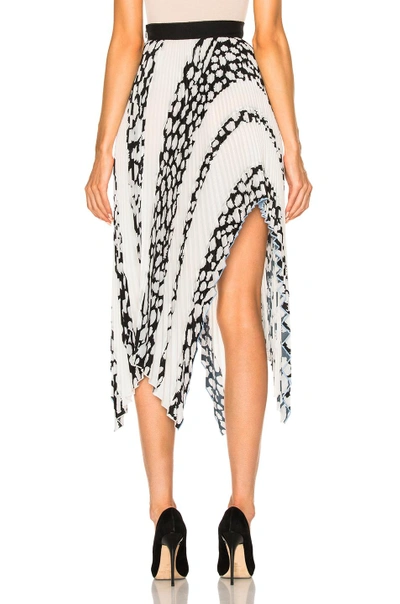 Shop Proenza Schouler Printed Pleated Cloque Arched Asymmetric Skirt In White Leopard Print
