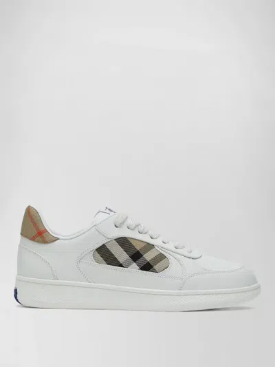 Burberry Low Top Sneakers Padded Collar Rubber Sole In White
