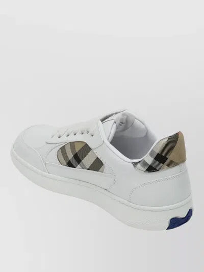 Burberry Low Top Sneakers Padded Collar Rubber Sole In White