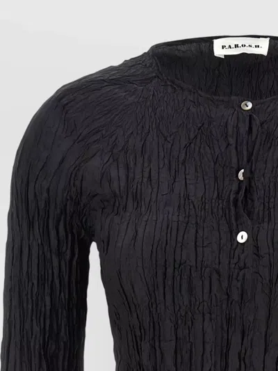 P.a.r.o.s.h Soph Blouse Button Detail Long Sleeves In Black