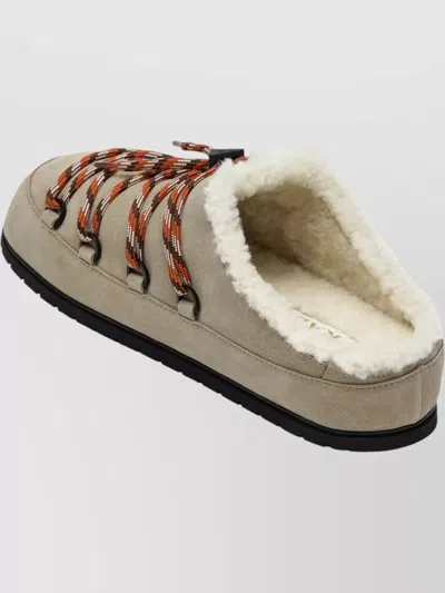Prada Desert Suede Clogs With Braided Laces In Brown