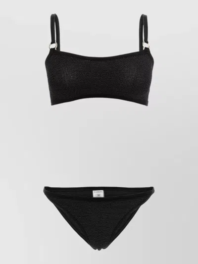 Hunza G Iris Bikini Set Adjustable Straps Ring In Black