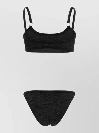 Hunza G Iris Bikini Set Adjustable Straps Ring In Black