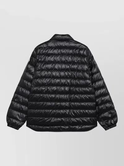 Moncler Collared Neck Jacket Front Pockets Long Sleeves In Black