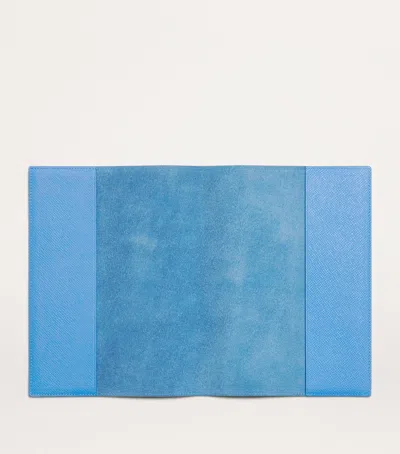 Harrods Leather Refillable Sleeve And Notepad In Blue