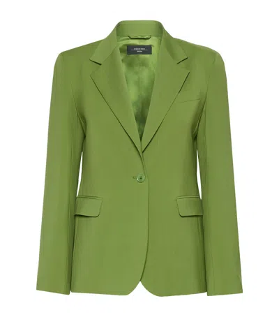 Weekend Max Mara Single-breasted Virgin Wool Blazer In Green