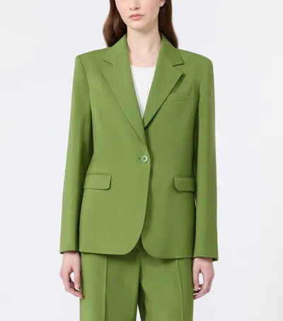 Weekend Max Mara Single-breasted Virgin Wool Blazer In Green