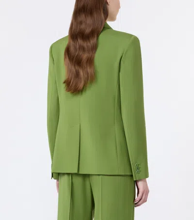 Weekend Max Mara Single-breasted Virgin Wool Blazer In Green