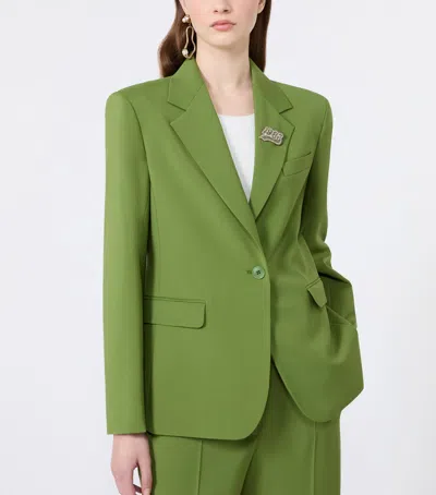 Weekend Max Mara Single-breasted Virgin Wool Blazer In Green