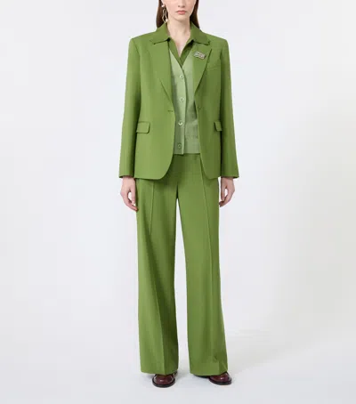 Weekend Max Mara Single-breasted Virgin Wool Blazer In Green