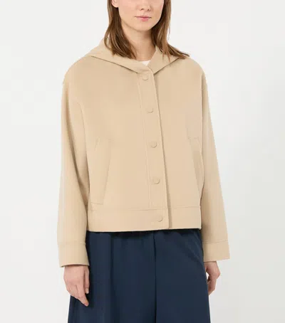 Weekend Max Mara Hooded Coat Long Sleeves Front Pockets In Brown