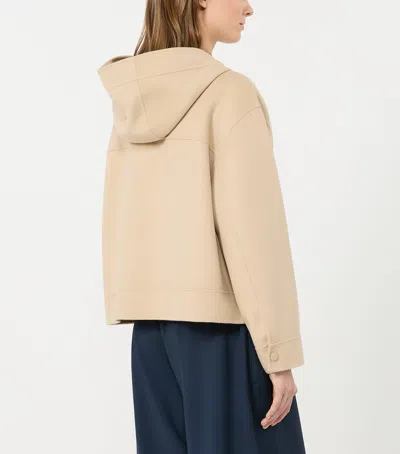 Weekend Max Mara Hooded Coat Long Sleeves Front Pockets In Brown