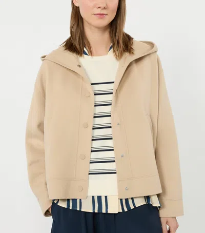 Weekend Max Mara Hooded Coat Long Sleeves Front Pockets In Brown