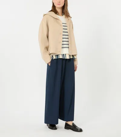 Weekend Max Mara Hooded Coat Long Sleeves Front Pockets In Brown