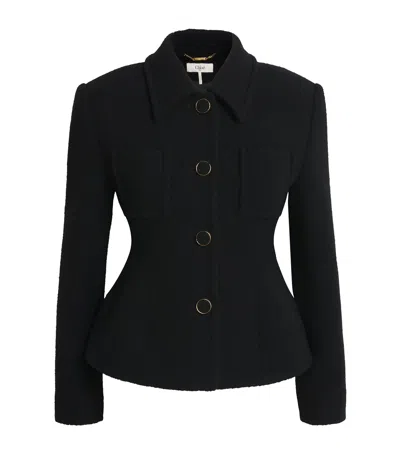 Chloé Chic Virgin Wool Stretch Jacket With Soft Cotton-viscose Lining In Black