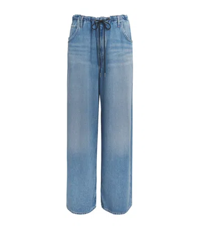 Agolde Shaw Drawstring Wide Leg Jeans In Script In Blue