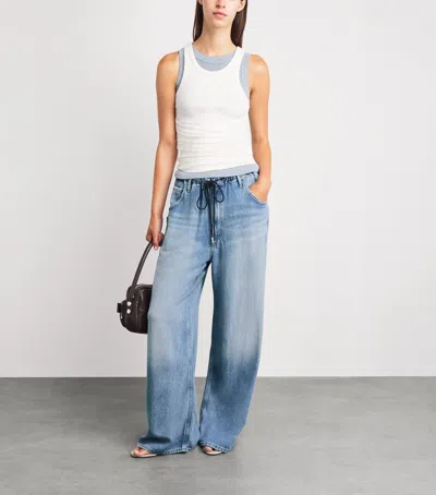 Agolde Shaw Drawstring Wide Leg Jeans In Script In Blue