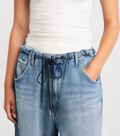 Agolde Shaw Drawstring Wide Leg Jeans In Script In Blue