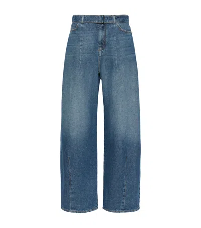 Weekend Max Mara Madia Belted Wide-leg Jeans In Navy