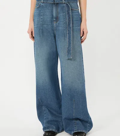 Weekend Max Mara Madia Belted Wide-leg Jeans In Navy