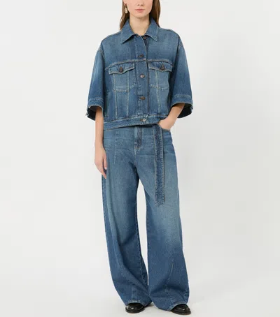 Weekend Max Mara Madia Belted Wide-leg Jeans In Navy