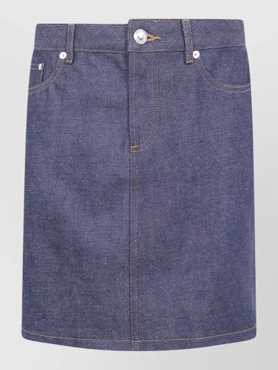 A.p.c. Denim Skirt Belt Loops Front Back Pockets In Purple