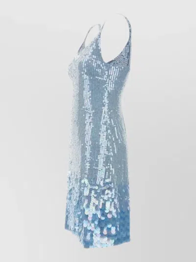 P.a.r.o.s.h Iridescent Sequin-embellished Mini Dress In Blue