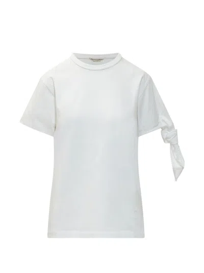 Jw Anderson White Solid Crew Neck T-shirt In White
