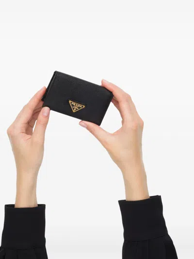 Prada Triangle-logo Cardholder In Black