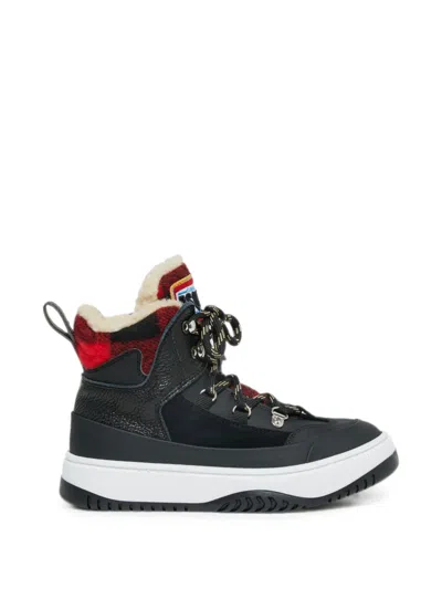 Dsquared2 Check-print Panelled Boots In Black
