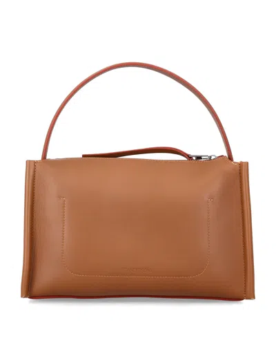 Jw Anderson Loafer Leather Shoulder Bag With Detachable Strap In Brown